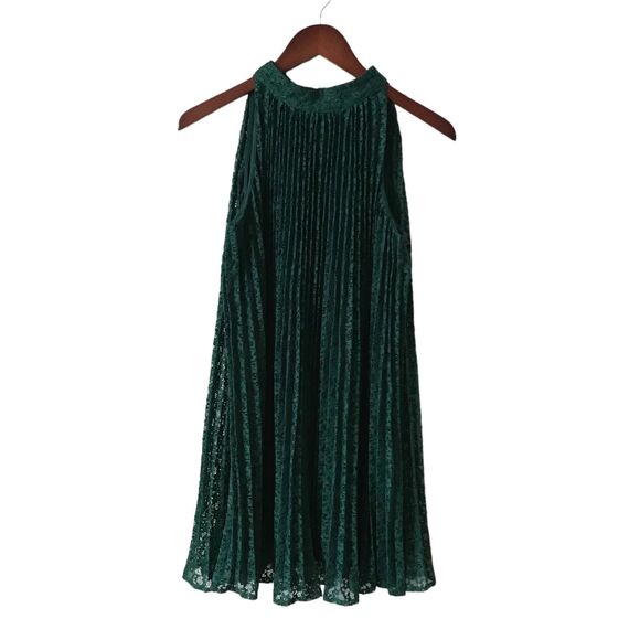 ERIN by Erin Fetherson Lace Emerald Green Halter Mini Dress Sz 2 Classy Elegant - Picture 3 of 10
